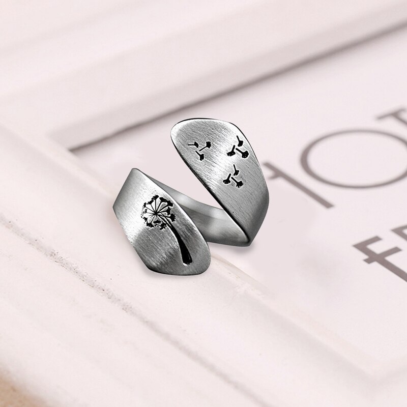 Einstellbar Gravur Löwenzahn Ring Für Frauen Männer Persönlichkeit Eröffnung Finger Ringe, Verlobung, Hochzeit Partei Schmuck