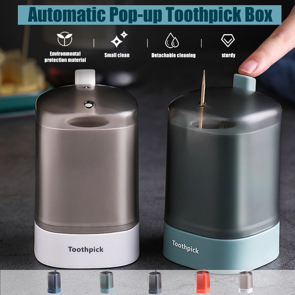 Automatic Pop-up Toothpick Box Portable Pop-up Toothpick Holder Container for Restaurant Kitchen Toothpicks Dispenser#w
