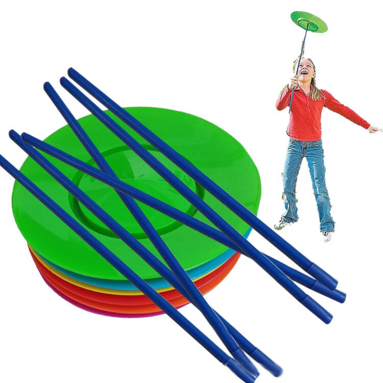 6 Sets Plastic Spinning Plate Juggling Props Performance Tools Kids Children Practicing Balance Skills Toy Home Outdoor Garden