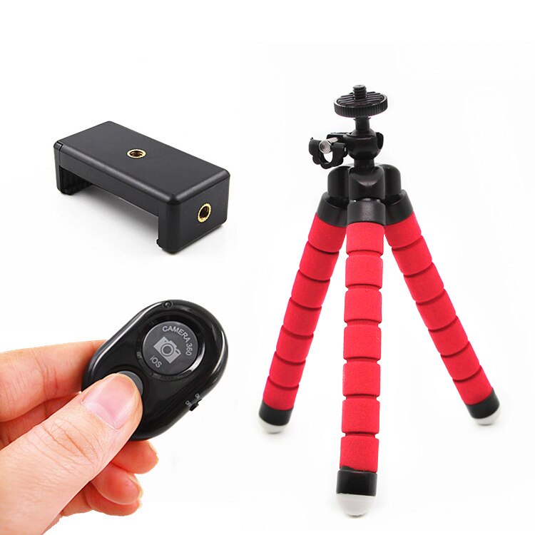 Flexible Octopus Mobile Phone Holder Tripod Stand For Smartphone Camera Bracket Bluetooth Remote Selfie Expanding Stand Mount: Red A