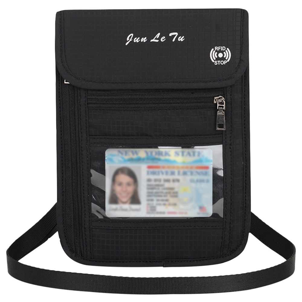 Nakkepose rejsetaske nakke tegnebog med rfid blokerende pasholder dokument organisator taske kort taske til mænd kvinder
