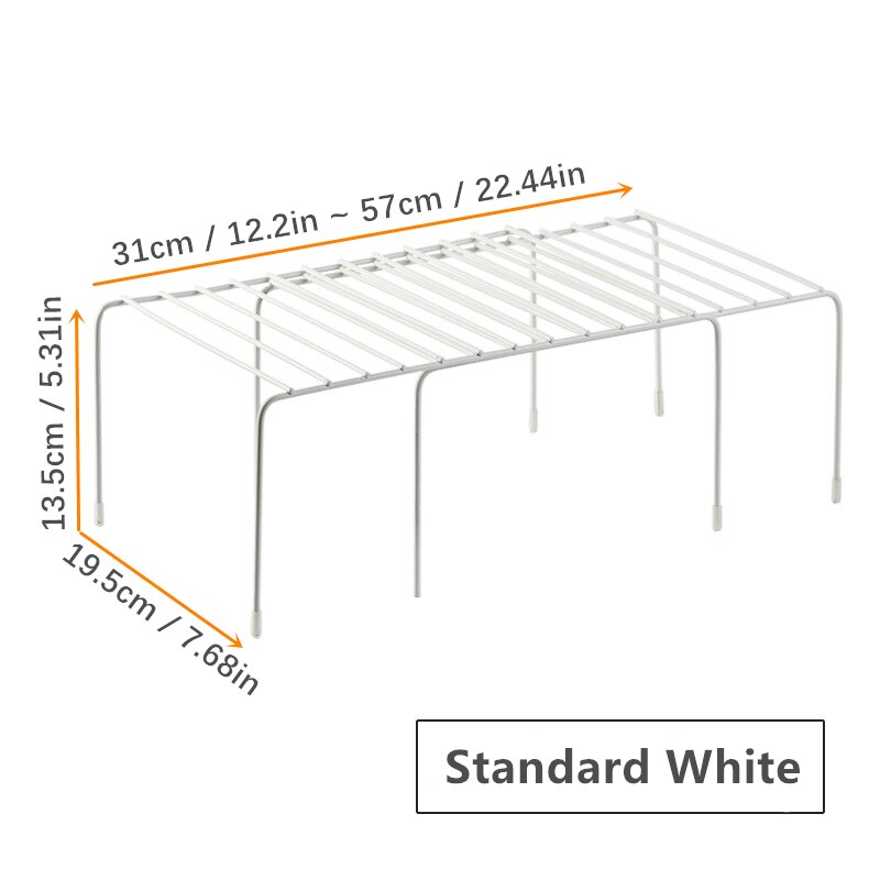 Adjustable Kitchen Thickened Storage Rack Kitchen Cupboard Storage Shelf Kitchen Organizer Wardrobe Shoe Organizers Saving Space: Standard White