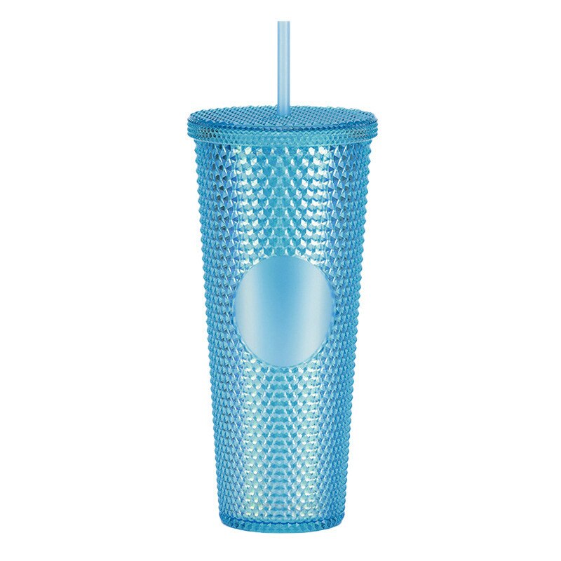 710ml Kaffee Tasse Sommer Kalten Wasser Becher Becher Tasse Mit Stroh Doppel Schicht Kunststoff Durian Diamant Strahlende Göttin tassen