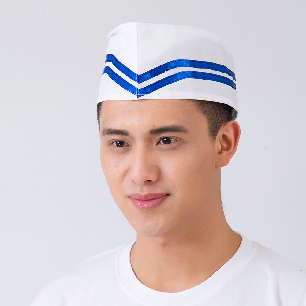 Restaurant Chef Hats Striped Catering Kitchen Reposteria Cook Hat Men Women Hotel Bakey Cafe Waiter Breathable Cap