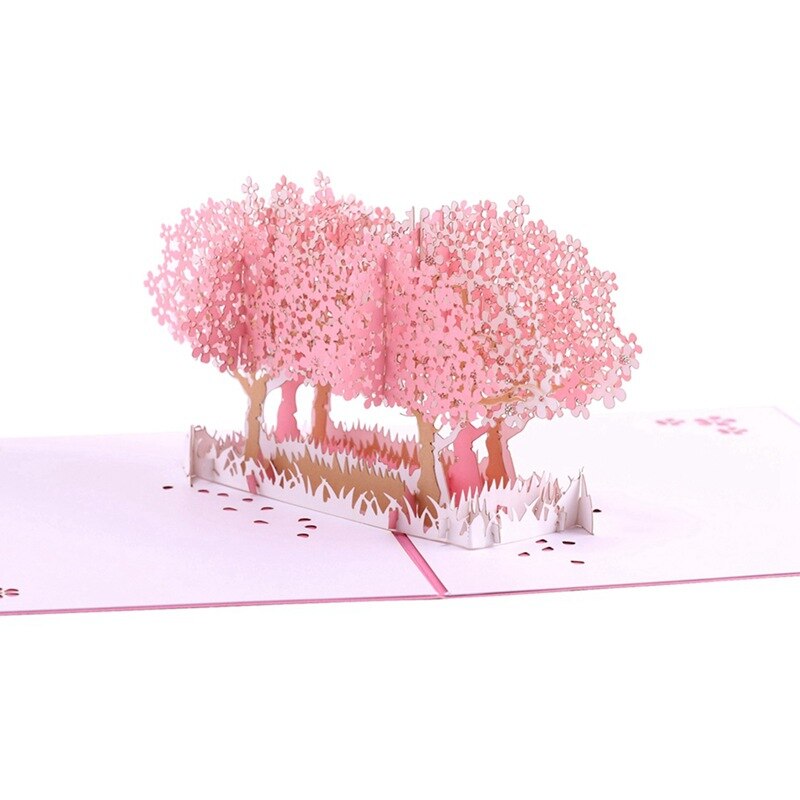 1pcs 3d Pop-up Cards Girlfriend Lover Valentine Birthday Double Sakura Fllower Tree Cards Wisteria Tree Cards