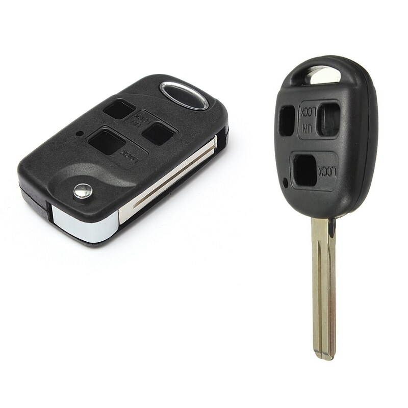 3 Buttons Conversion Flip Key Remote Fob Case for Lexus Is200 Ls400 & 3 Buttons Remote Key Shell Case Blank Blade Black