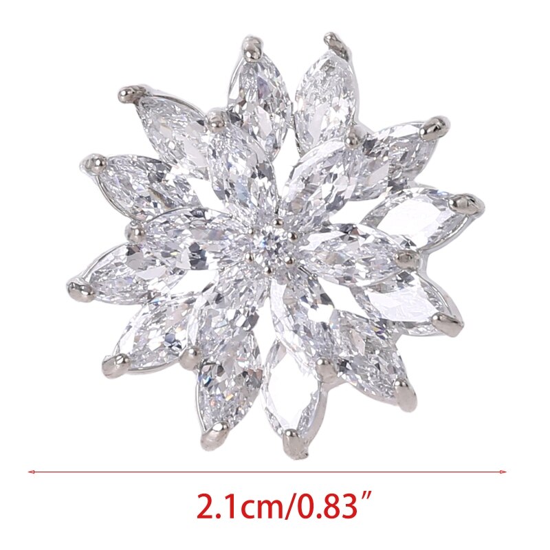 5 stk 21mm rhinestone blomsterknap med løkke smykker metal udsmykninger til diy bryllup broche dekoration tilbehør