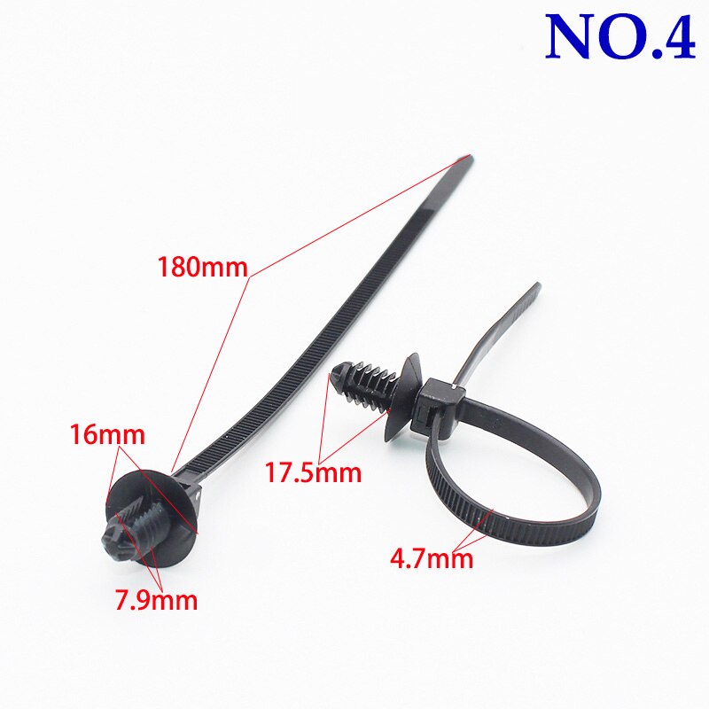 20pcs 6mm 7mm 8mm Hole Nylon Plastic Vehicle Cable Tie Car Wiring Harness Retainer Clip Nylon Zip Ties Push Mount Auto Fasteners