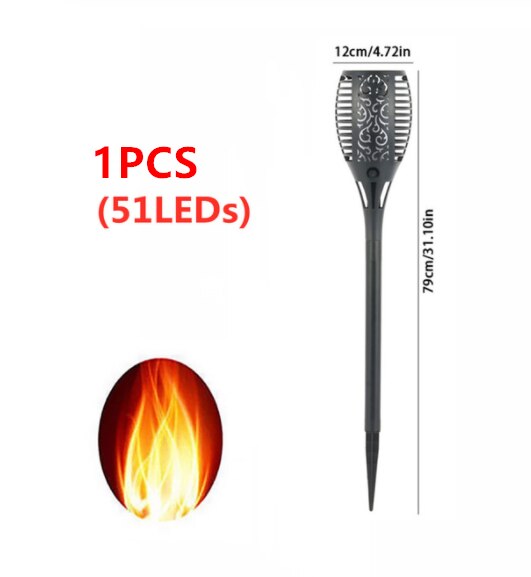 LED Solar Flame Torch Lamp Outdoor Lights Solar Garden Light Flickering Lamp Courtyard Balcony Lawn Path Spotlight: 51LED 1pcs