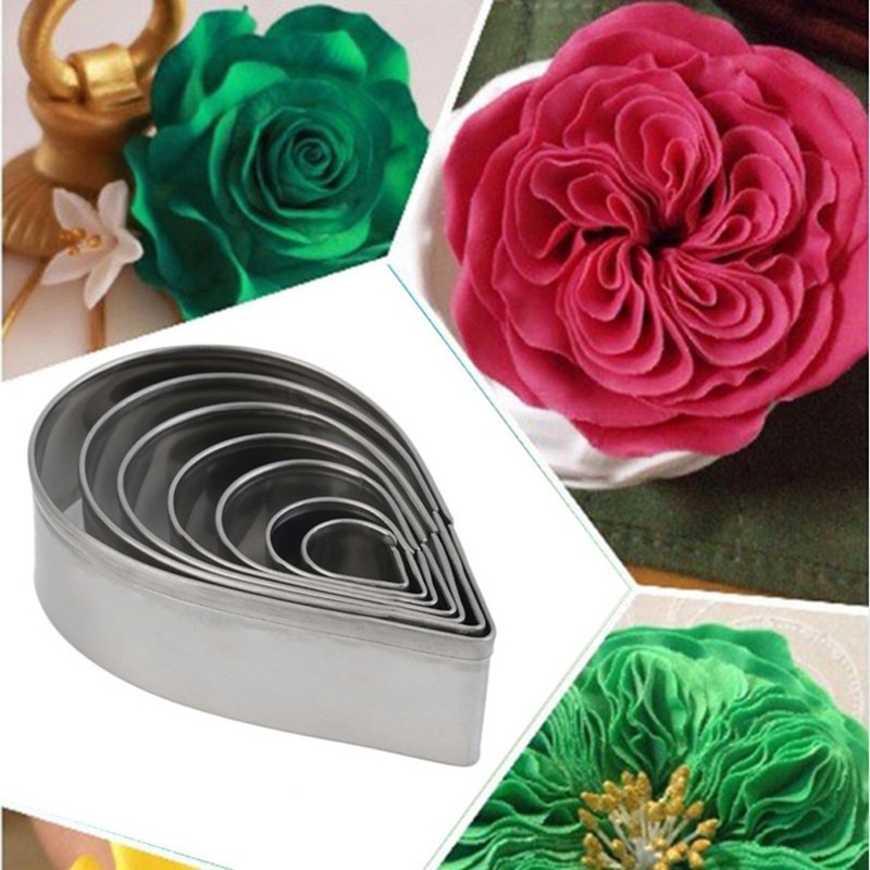 7 Stks/set 304 Roestvrij Staal Rose Bloemblaadje Cake Cookie Cutter Mold Gebak Bakvorm-50