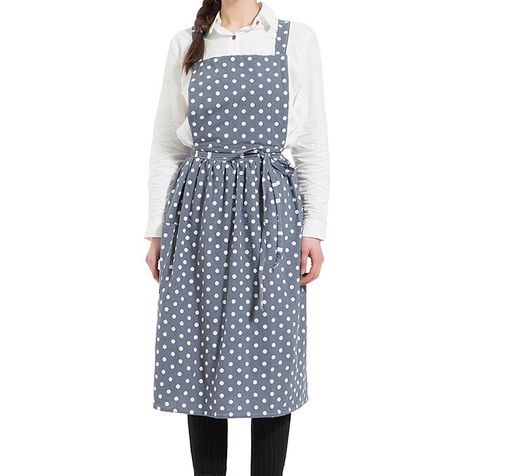 Pleated skirt cotton linen apron Women Cooking Kitchen Apron Work Uniform and flower shop apron for woman long dress smocks: 6