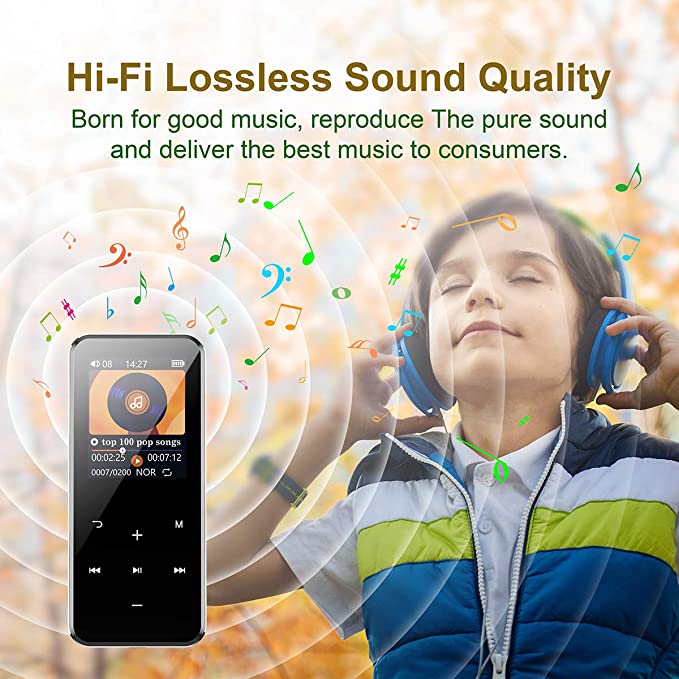 MP3 Player with Bluetooth 4.1, 16GB Music Player Portable Lossless Sound Bluetooth mp3 Player with FM Radio Voice Recorder Touch