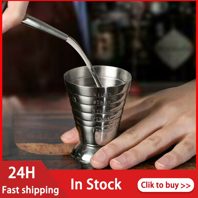 75ml Measure Cup Stainless Steel Jigger Shot Drink Spirit Mixed Cocktail Beaker Stainless Steel 304 Magic Measuring Cup Jugs