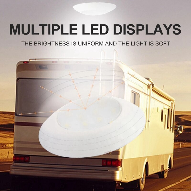 12V 12 LED Round Lights Interior light Car Round Ceiling Light Interior light for RV Boat Waterproof White Lights