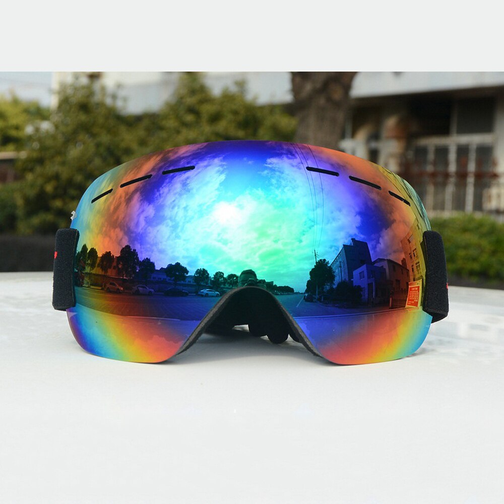 Skibrillen sneeuwbrillen voor mannen en vrouwen volwassen bergbeklimmen anti-condens en zandbestendig buitensport grote bolvormige glazen: Groente