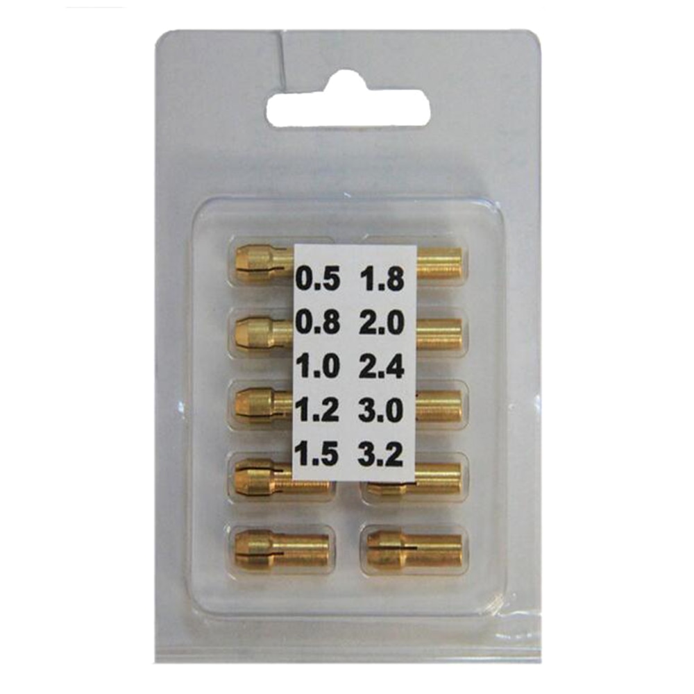 10 stks/partij Mini Boor Messing Collet Chuck 4.8mm Schacht voor Dremel Tool 0.5-3.2mm Boor Lock Moer