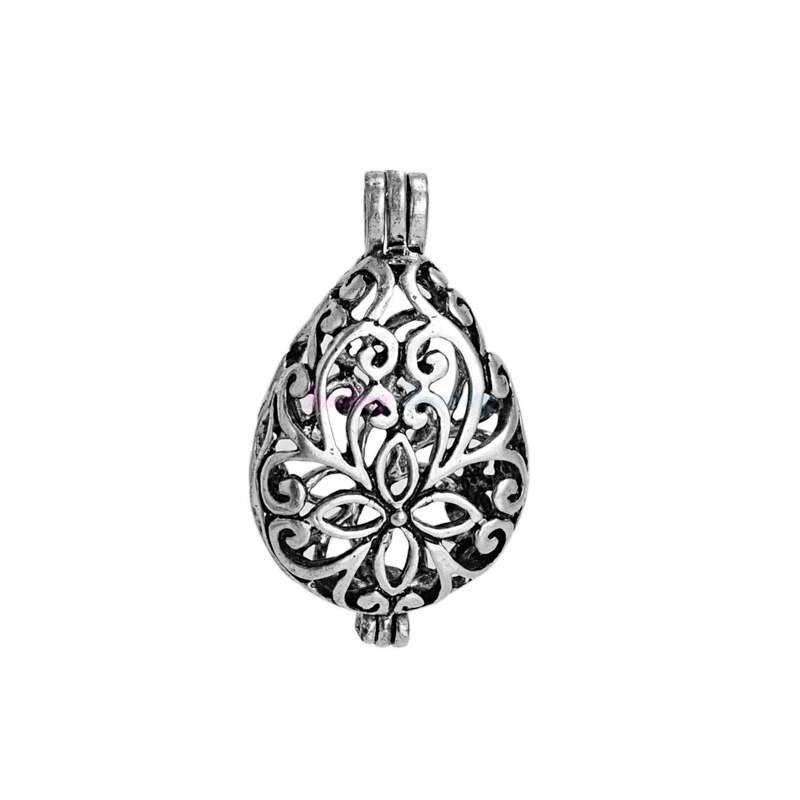 10Pcs Antiek Zilver Kleur Shape Hollow Medaillon Hangers Voor Diy Ketting Maken: Antique Silver color