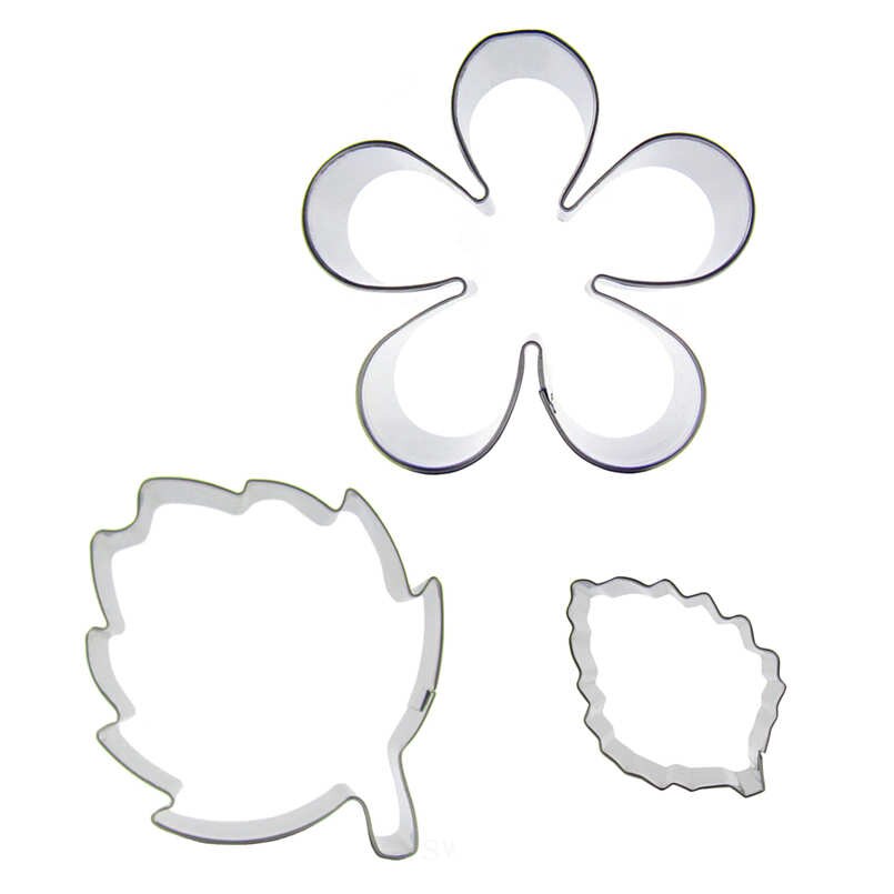 3 pcs Plum Leaf Small Leaf Cookie cutter biscuit embossing machine Chocolate Pastry Stainless steel mould cake decorating tools