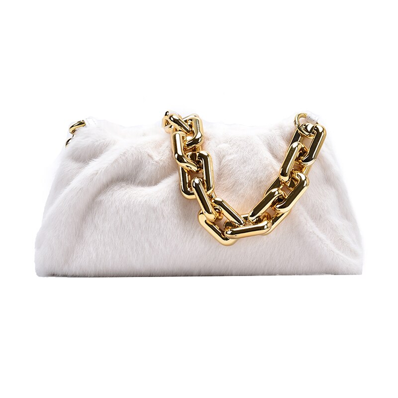 Bolso de mano de piel falsa para mujer, bolsa de mano femenina de , Estilo clásico: Blanco