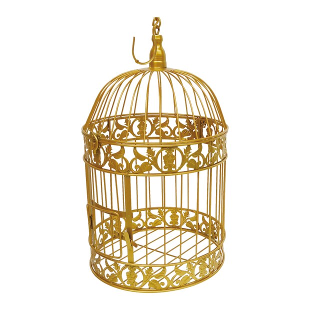 S M-jaula de hierro clásica para pájaros, jaula decorativa antigua, grande, hecha a mano, para decoración de bodas: Oro / 19x19x35cm