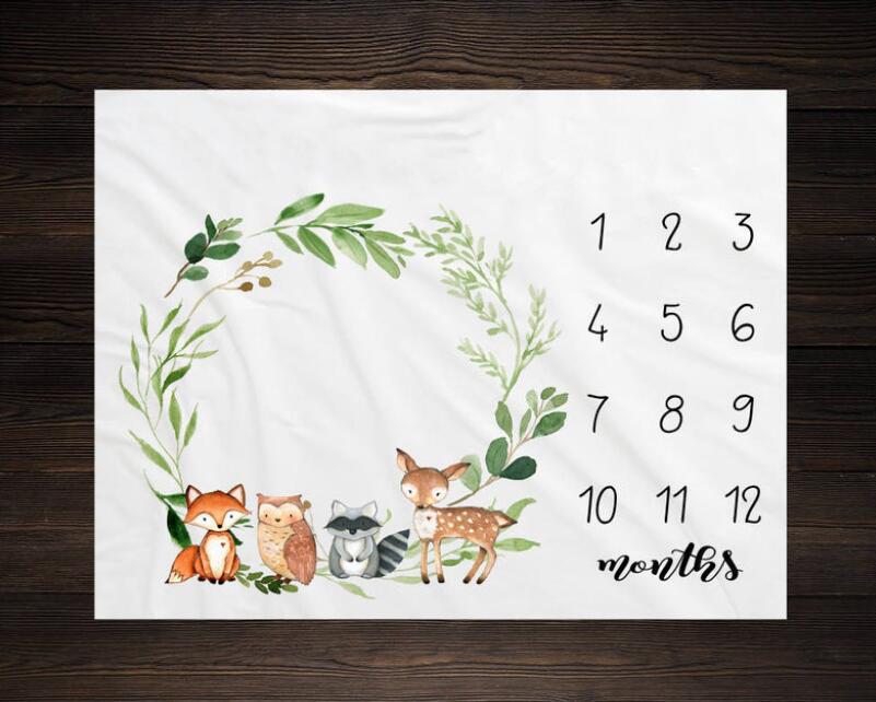 Zachte Flanellen Deken Gedenkteken Foto Achtergrond Baby Photo Props Baby Maandelijkse Groei Milestone Deken Warmswaddling Wrap: 1