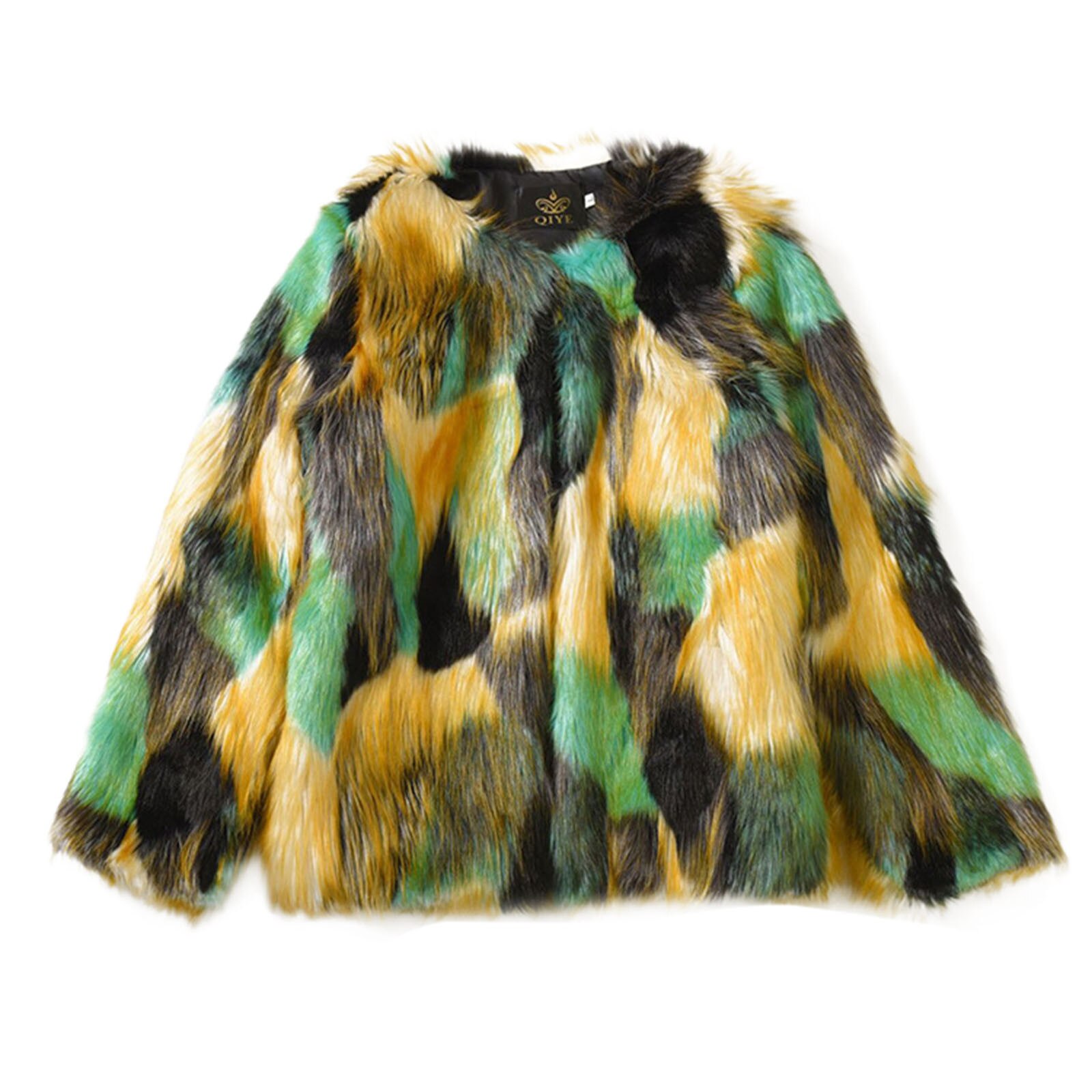 Chaqueta de pelo de imitación para mujer, abrigos de gran tamaño con abertura frontal, peludos, prendas de vestir de invierno, suéter suelto y grueso para mujer