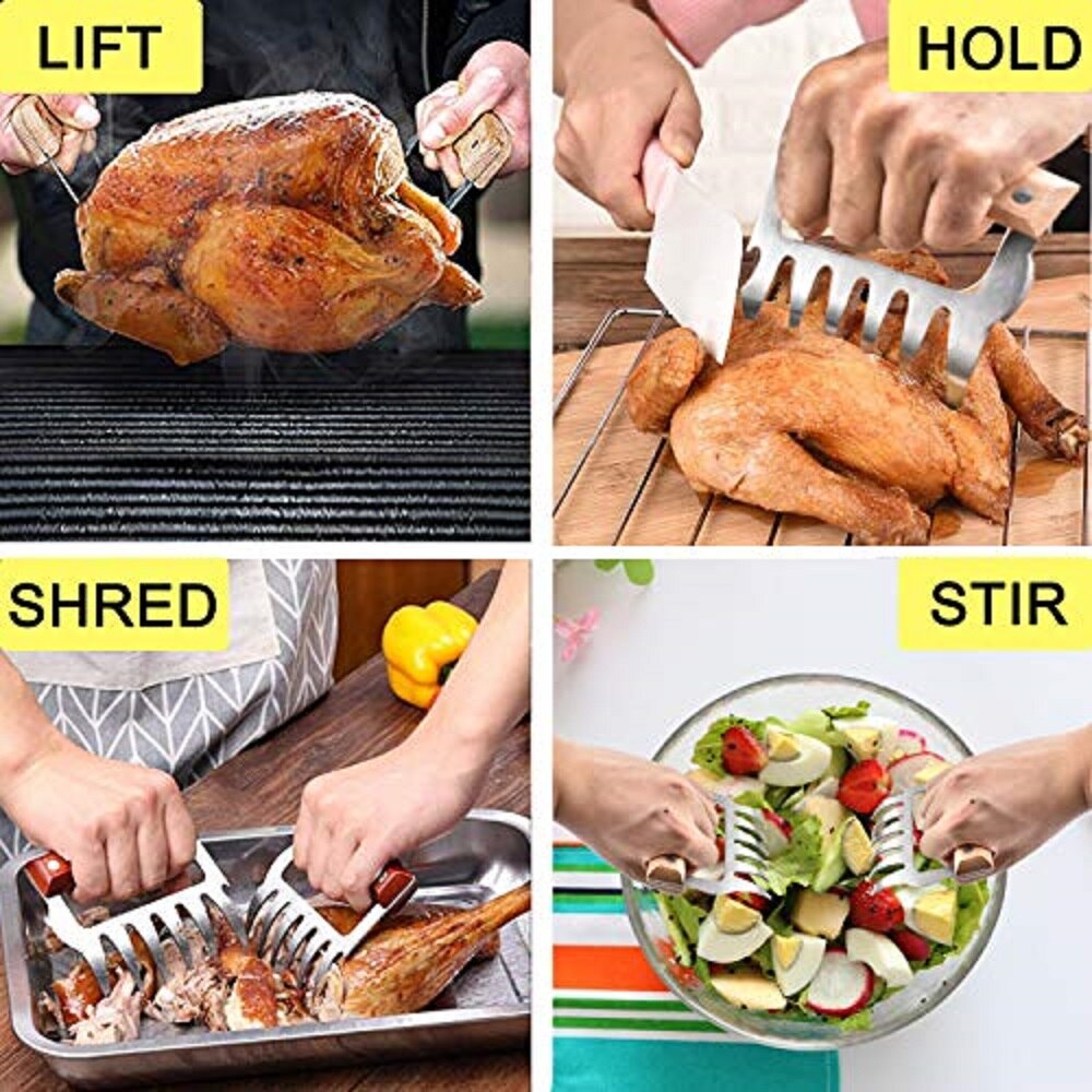 1-2pc Bear Claws Barbecue Fork Pull Shred Pork Shredde Manual Pull Meat Shred Pork Clamp Roasting Fork Kitchen BBQ Tool