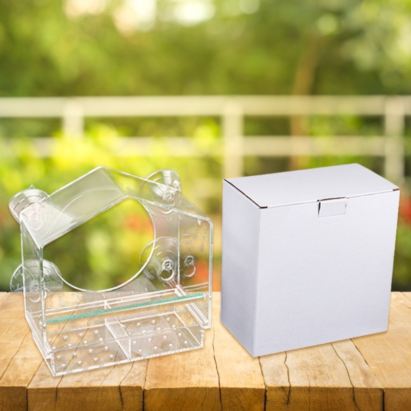 Acrylic Window Bird Feeder Strong Suction Cups Weatherproof with Shield Roof Drain Holes Outdoor Clear Bird House