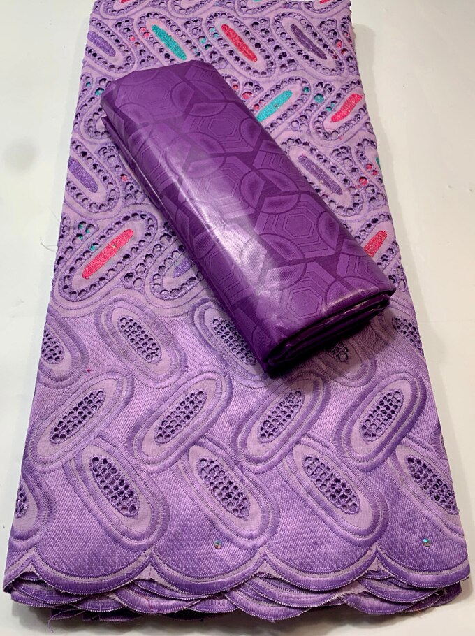 Dry Laces 2.5+2.5 Yards With Bazin Riche Fabric Swiss Voile Senegal African Wedding Bride Dress YKM111: AS PIC6