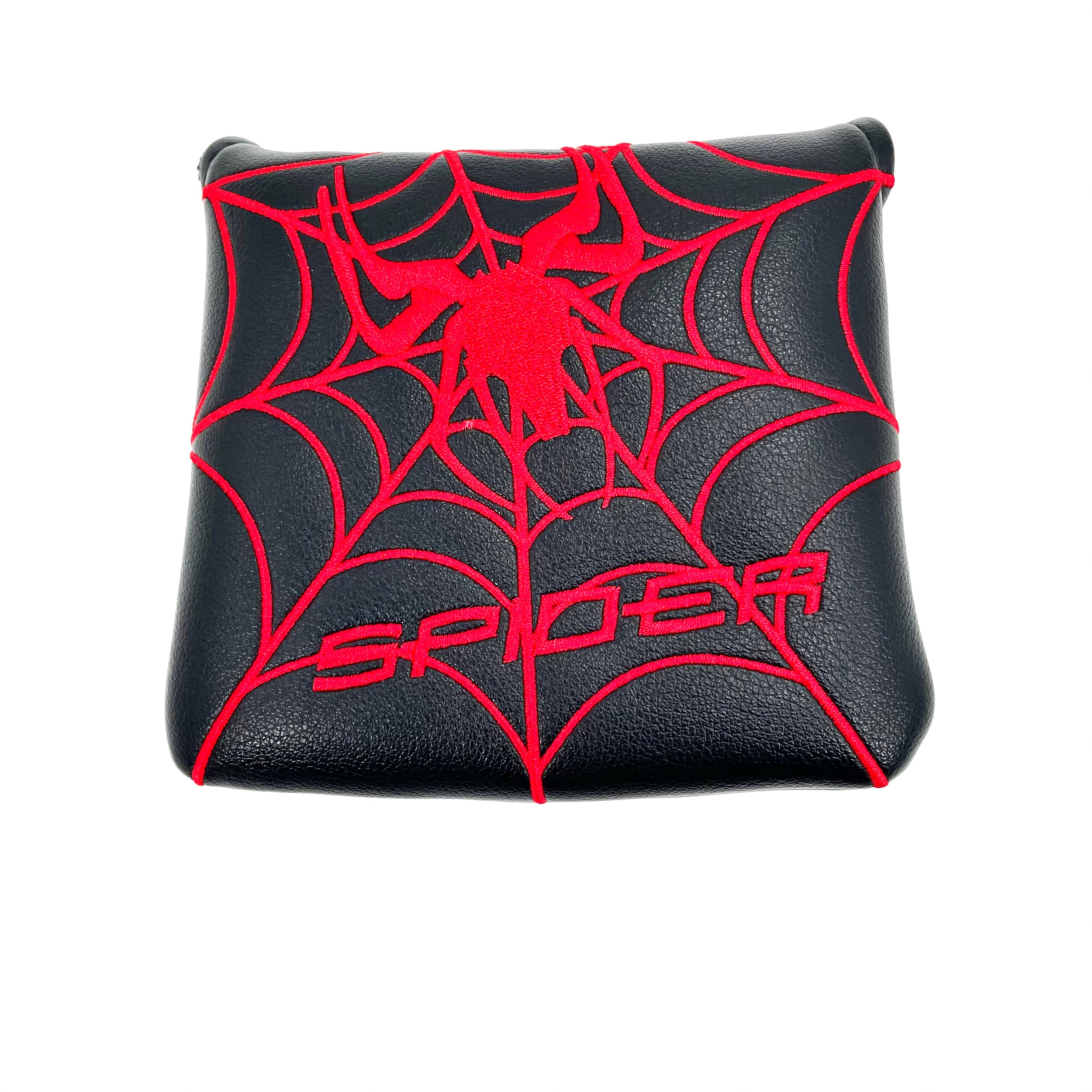 Mazo cuadrado de Golf con bordado de araña, Putter de cuchilla, conductor, madera de calle, híbrido, cubierta de cabeza de hierro, blanco, rojo y negro,: Black red