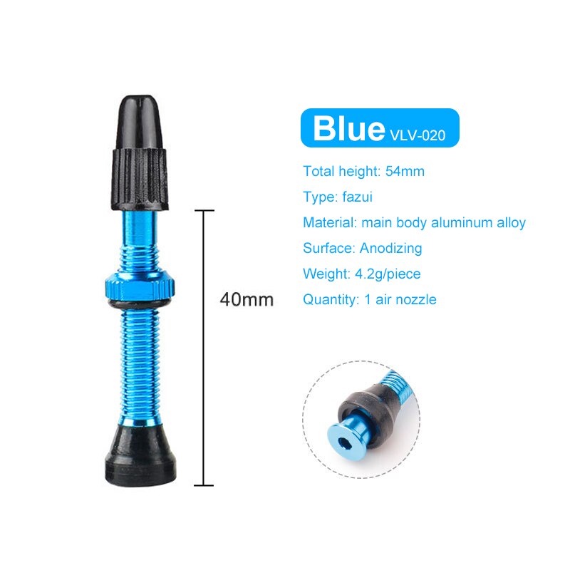 Bicycle 1Pair 40/60/80mm Valve for Road Bicycle Tubeless Tires Brass Alloy Tubeless Sealant Compatible: 40cm blue