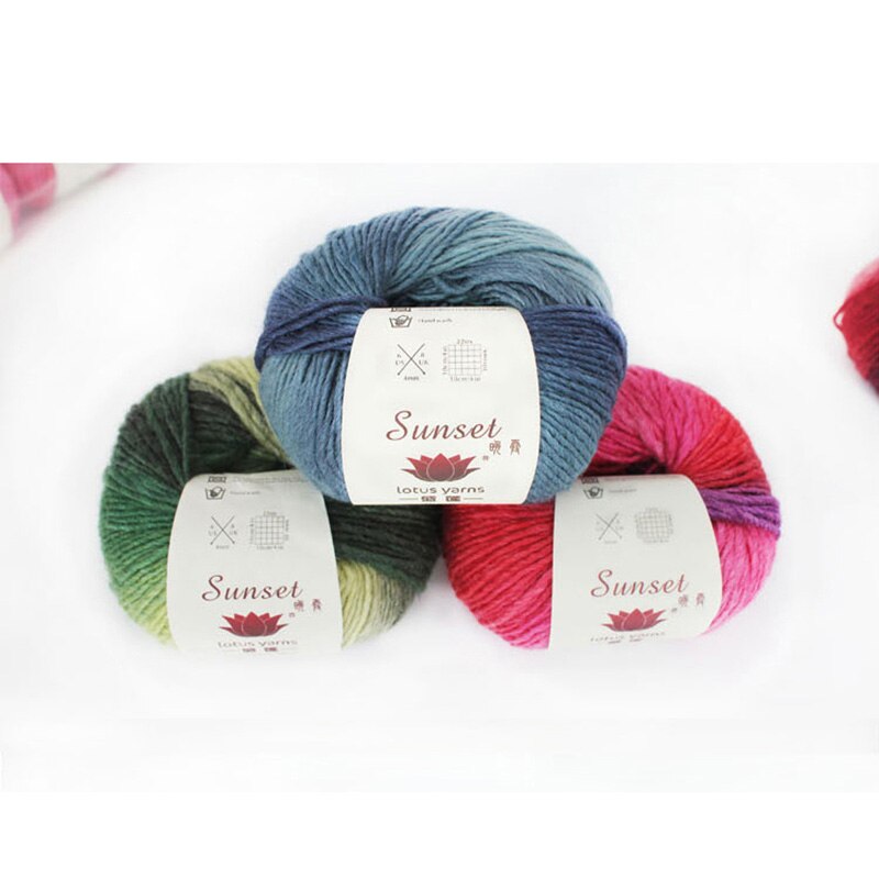 50g merino uld garn regnbue garn hanks til håndstrik og hækling
