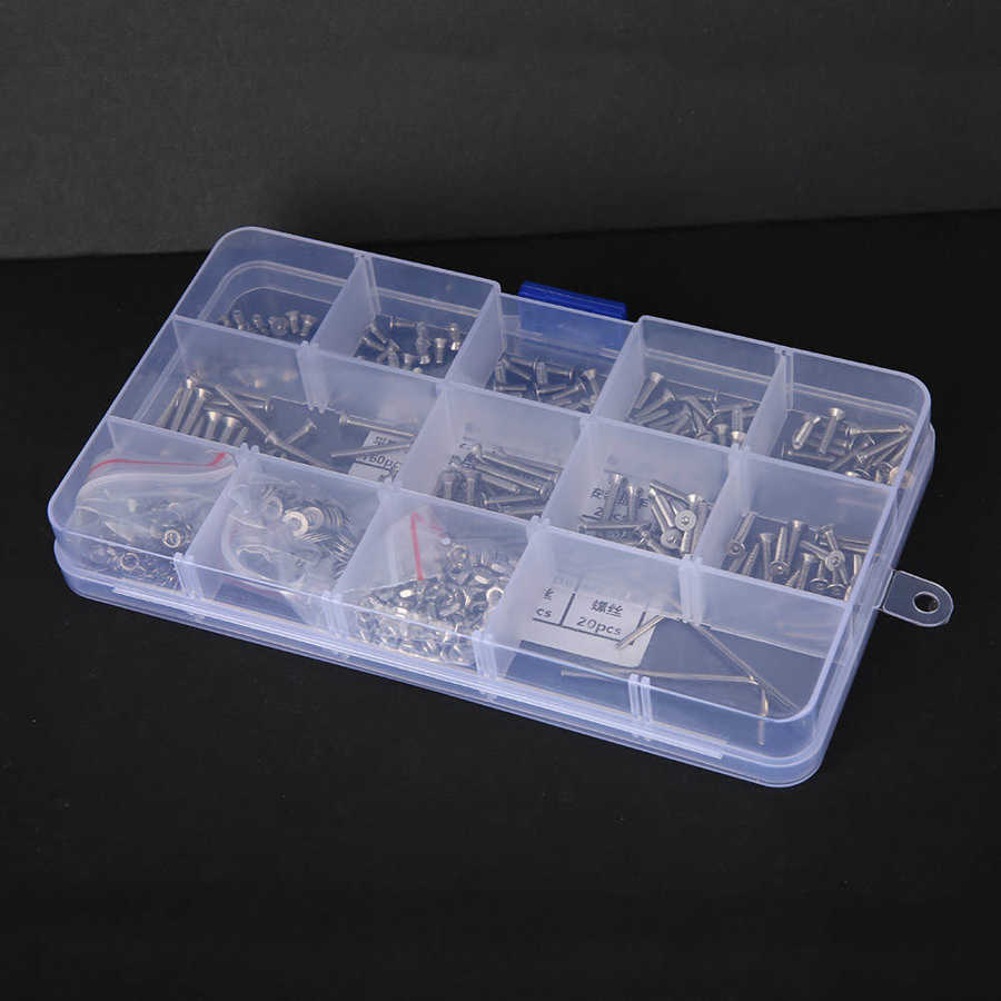 662PCS Socket Hex Grub Screw Inner Hex Nut Flat Washer Stainless Steel