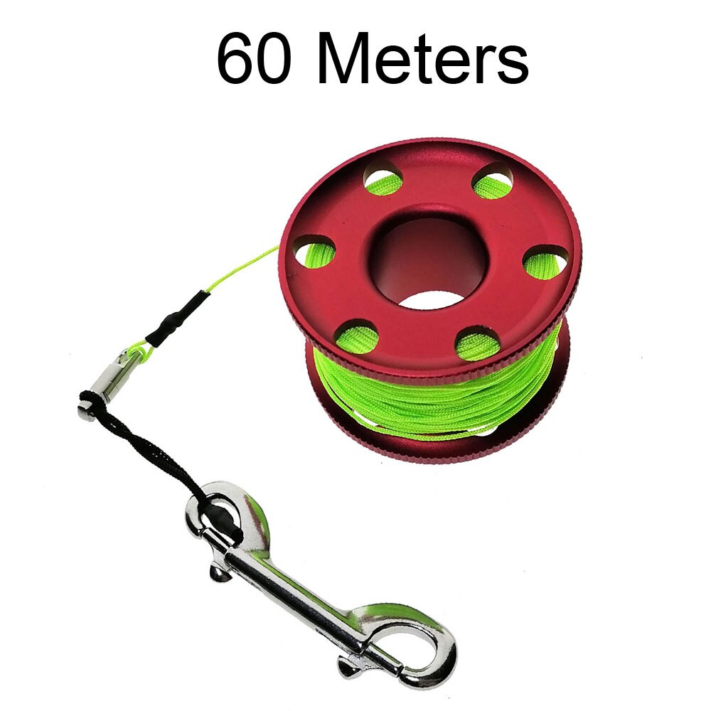 30-60 Meter Scuba Diving Spool Finger Reel Wreck Cave Anti-Missing Marker Line Diver Safety Equipment with Sinking Line: Red 60 Meters