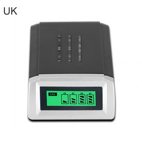 4 Slots Eu/Us/Uk Plug Lcd Display Aa Aaa Lithiumes Ni-Mh Batterij Snellader: UK Plug