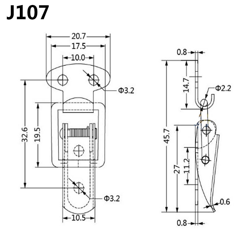 4Pcs/Lot Stainless Steel Hasp Spring Locking Latch Toolbox Chest Toggle Catch Clasp Box Hinges Furniture Hardware Accessories: 4Pcs J107