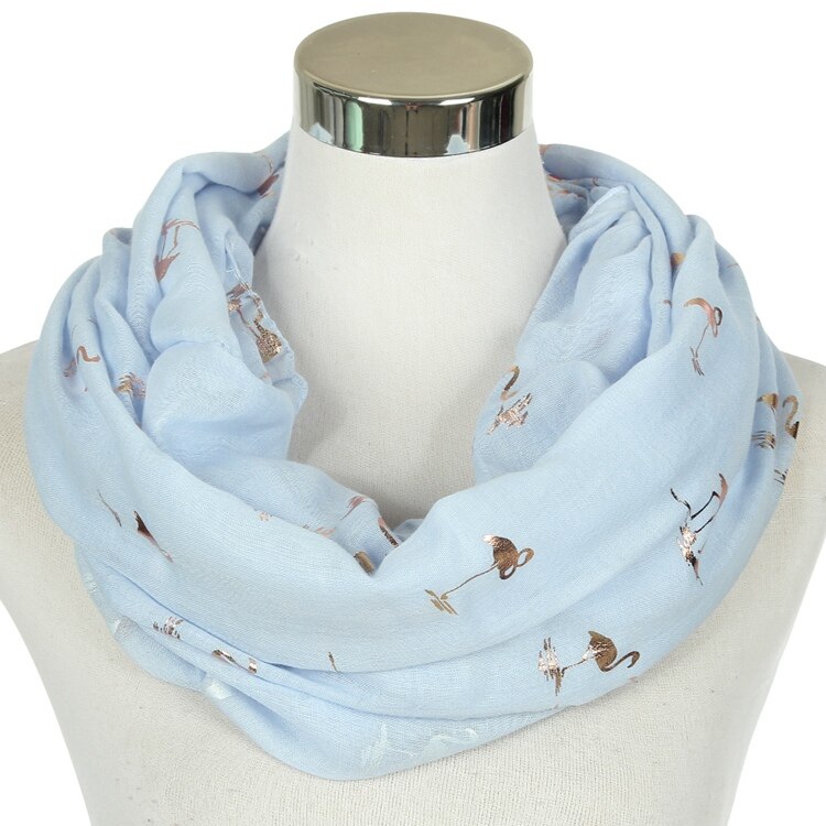 Foxmother Mode Glanzende Roze Mint Bronzing Folie Goud Flamingo Swan Ring Sjaal Snood Foulard Sjaal Vrouwen: Sky Blue Loop