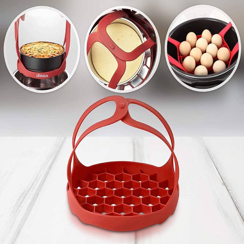 Pressure Cooker Sling Silicone Egg Rack Anti-scalding Steamer Rack Trivet Bakeware Lifter Compatible with 6/8 Qt Instant Pot
