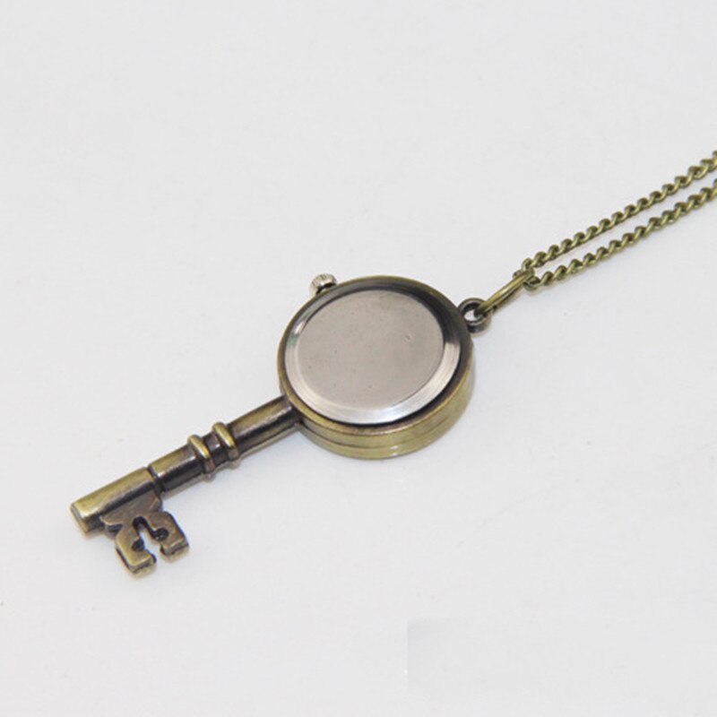 Bronze men and women pocket watch stereo key classic quartz pocket watch with necklace men and women