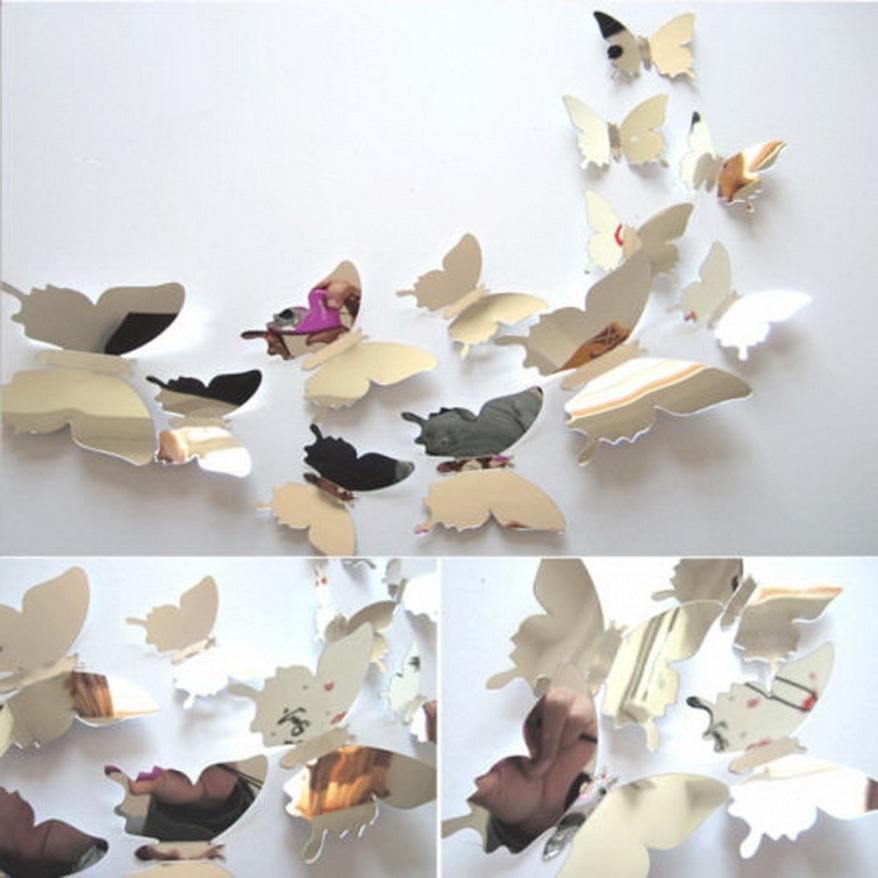 Muurstickers vlinders 3d spiegel wandkunst woondecoraties dieren muurstickers gratis 40p