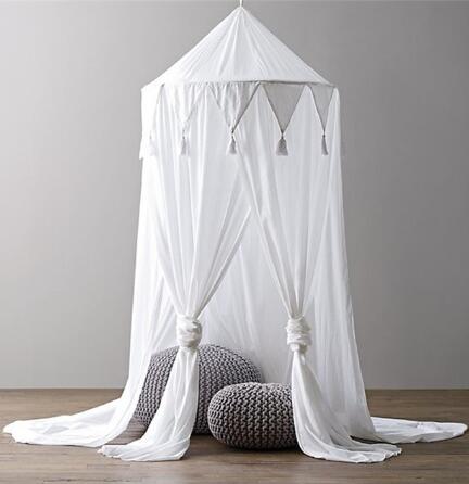 Auvent de lit rond rose blanc/gris, rideau de berceau pour bébé fille, avec dentelle, tente de jeu pour enfants, dôme suspendu, chambre d&#39;enfant: Clear