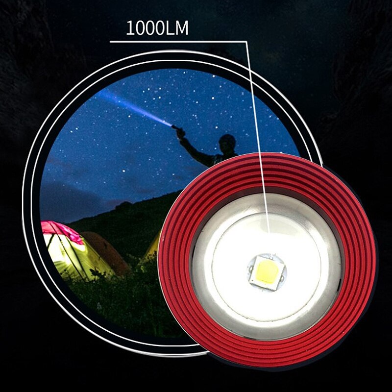 USB Rechargeable Zoom 10W LED Flashlight with Magnet Red Emergency Camping Hiking As Power Bank Flashlight