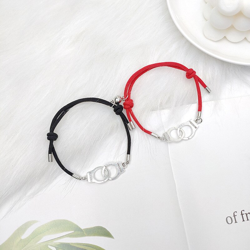 Conjunto de pulsera de esposas BBF para hombre y mujer, 2 uds., pulsera de cuerda ajustable, amuleto de amistad, pulseras a juego: Style 10