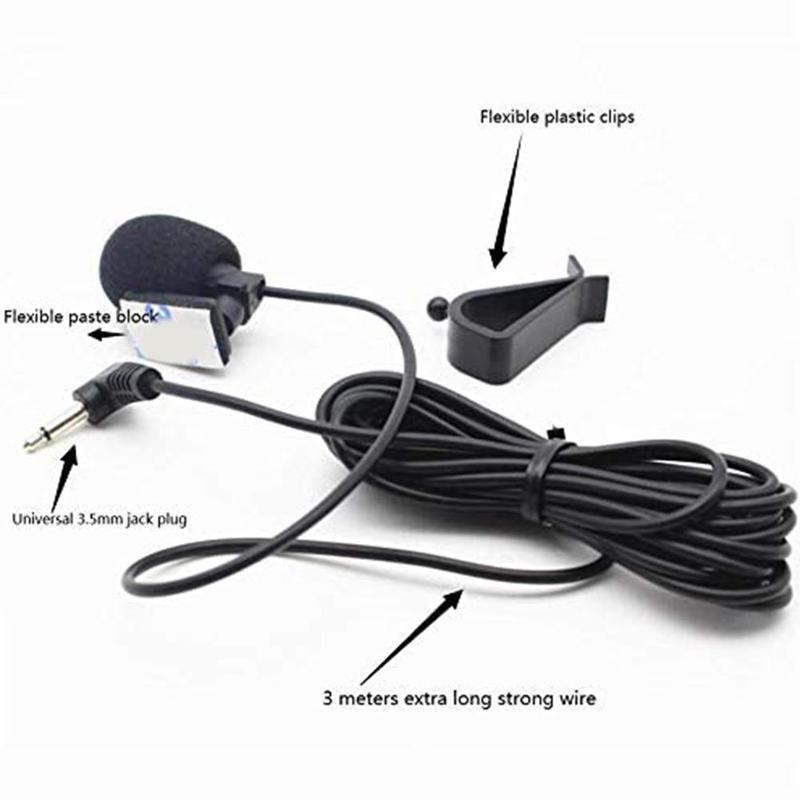 Micrófono externo de navegación para coche, conector Jack de 3,5mm, Mini micrófono estéreo con cable externo para Radio de Dvd automática con línea de 3m