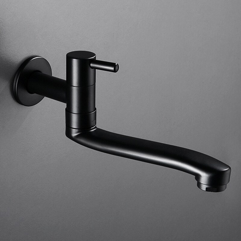 Zwart Enkel Koud Mop Kraan 30Cm/25Cm/15Cm Langer Kraan Uitloop Bad Kraan Wastafel tap