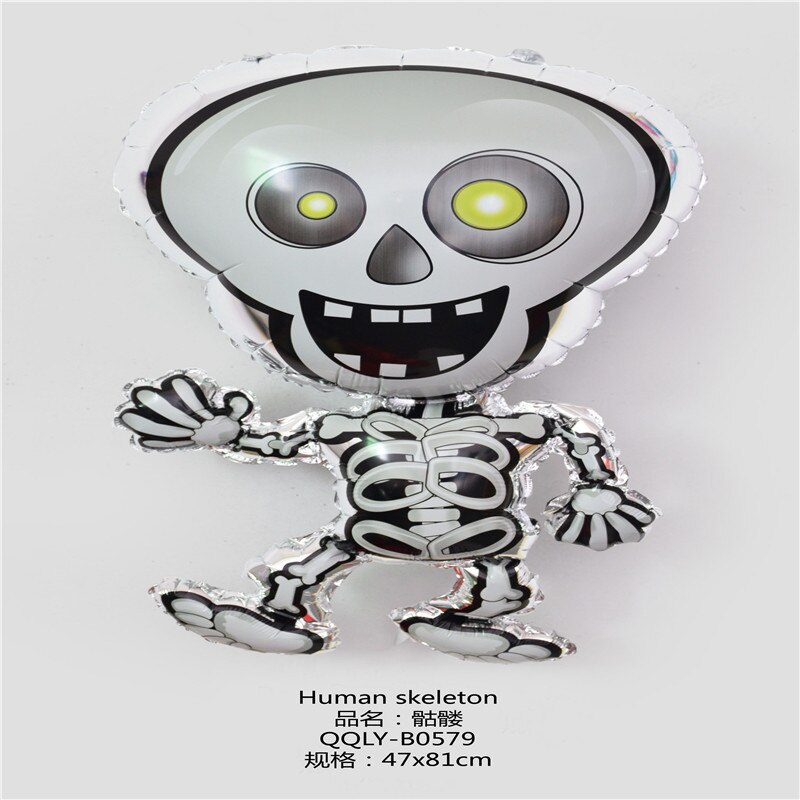 Halloween dekoration oppustelig aluminiumsfilm ballon græskar skelet edderkop spøgelse træ ballon fest tilbehør: Skelet