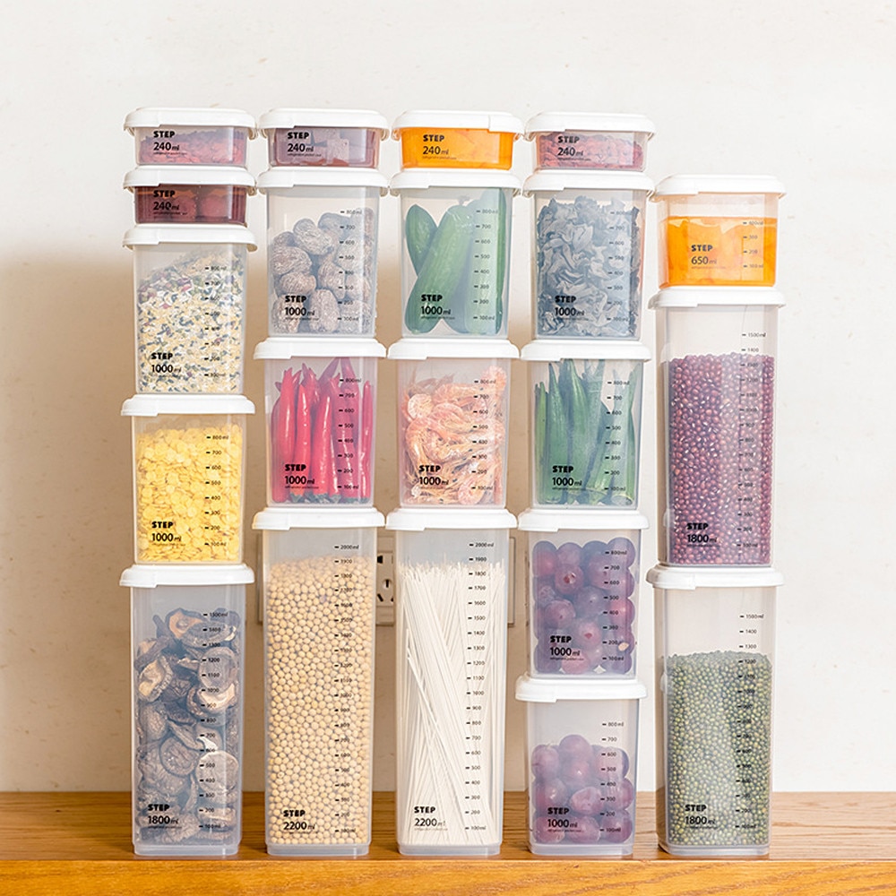 Kitchen Half Flip Food Storage Box Storage Tank Airtight Plastic Containers Sealed Cans For Coarse Cereals Grains QW