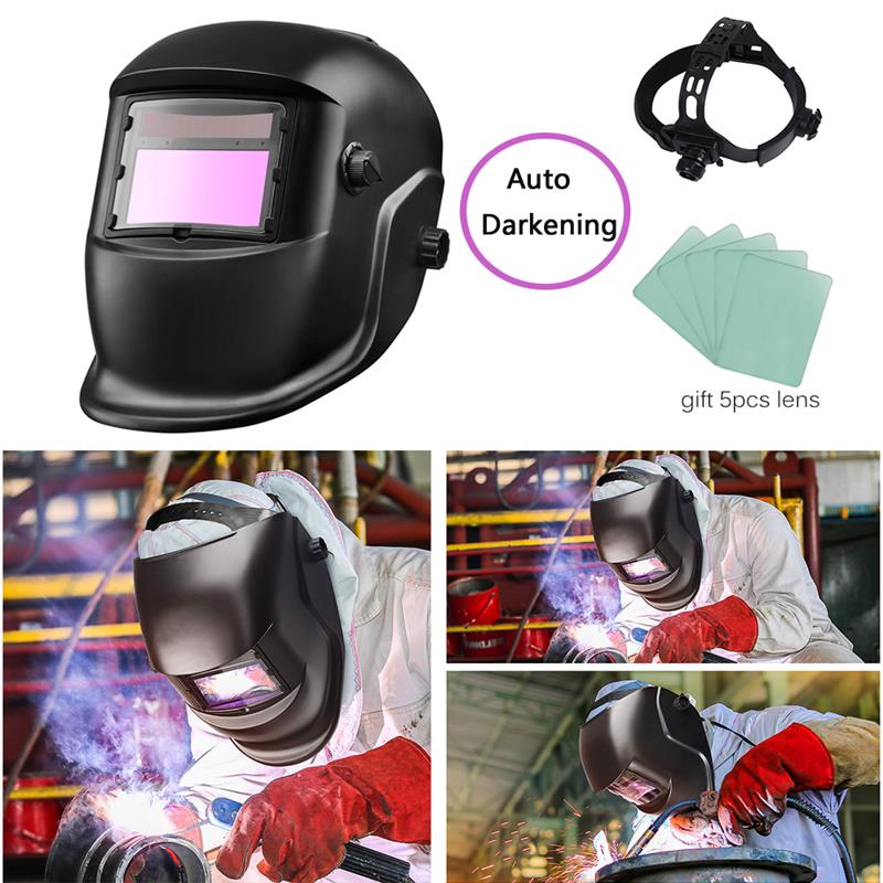 Solar Automatic Welding Helmet Welding Mask Head-Mounted Argon Arc Welding Cap Welding Protective Helmet Flat Flip Half