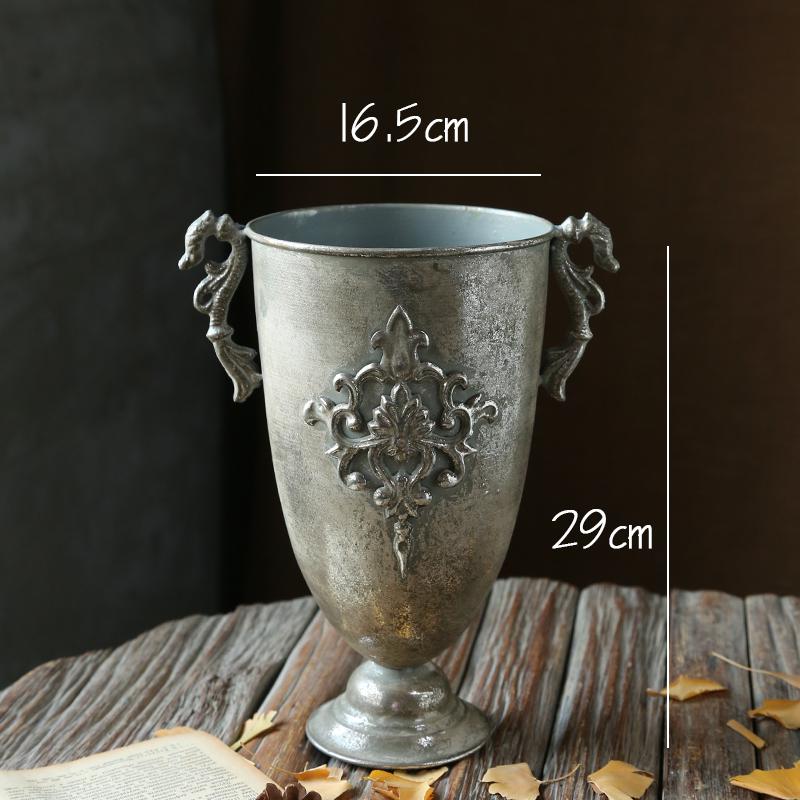 Gylden årgang gammel smijern vase blomst sølv europeisk blomsterpotte beger klassiske blomster ornamenter