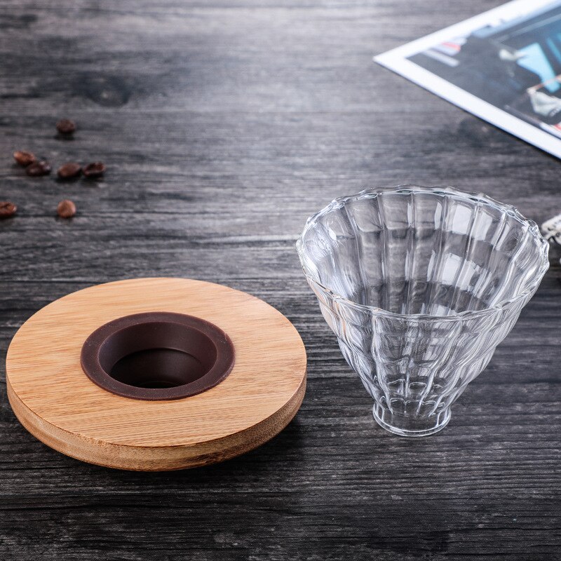 Hand Coffee Pot Wooden Coffee Maker Style V60 Coffee Set Coffee Dripper and Pot Set for Coffee Filter Reusable Coffee Filters